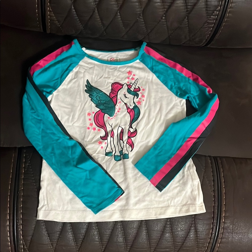 Blue and Pink Unicorn Long Sleeve Tee
